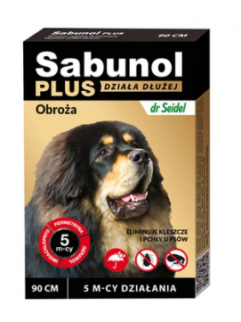 Sabunol Plus Obroa dla Psa Przeciw Pchom i Kleszczom 90 cm - Dziaanie do 5 miesicy